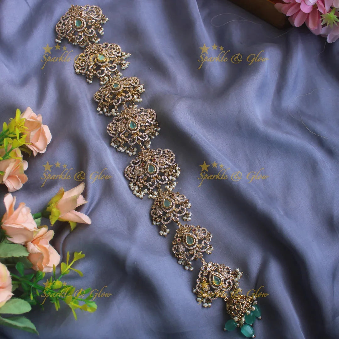 Exclusive Peacock Floral medium size victorian jadabilla with stones pearls and beads - Sparkle and Glow