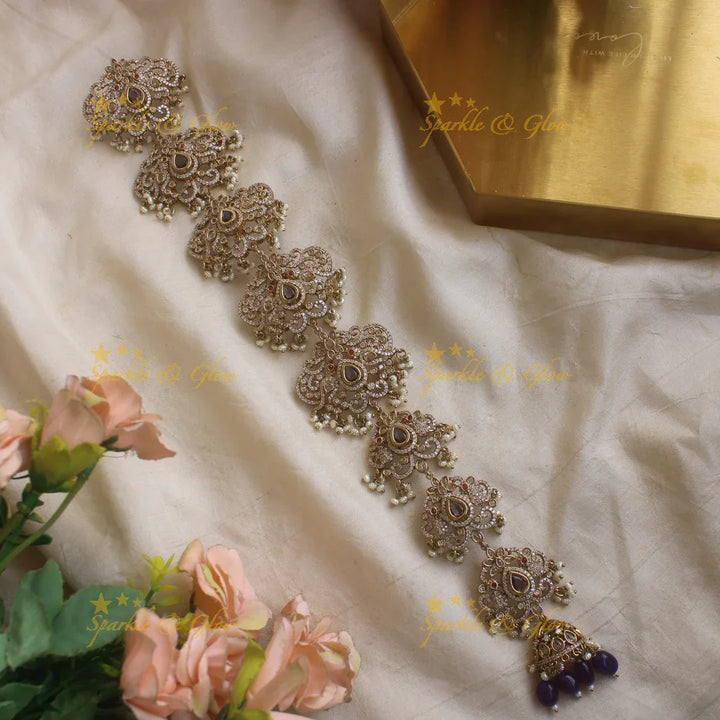 Exclusive Peacock Floral medium size victorian jadabilla with stones pearls and beads - Sparkle and Glow