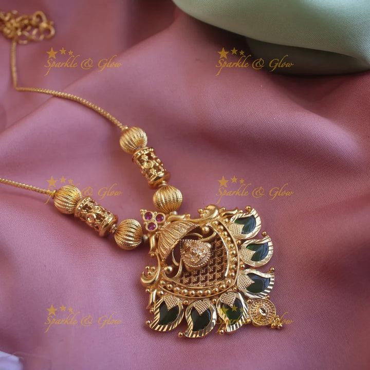 Elegant Kerala style Lakshmi mango design necklace - Sparkle and Glow