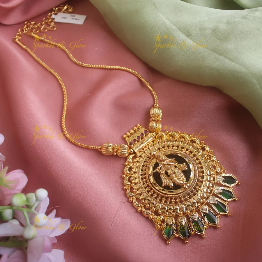 Idol Krishna Palaka pendant Necklace - Sparkle and Glow