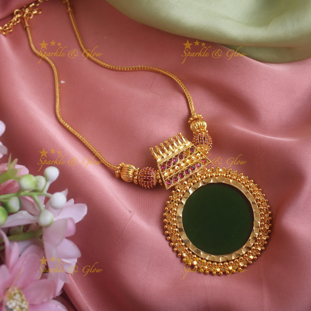 Beautiful Kerala style Emerald pendant necklace