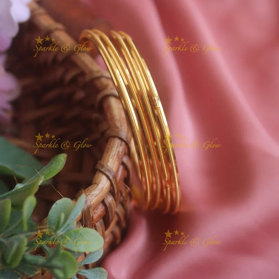 Beautiful Gold polished daily wear bangles two pairs, 2.4 - Sparkle and Glow