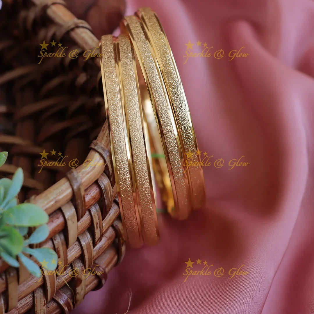 Gold polished Matt finish daily wear bangles two pairs, 2.4 - Sparkle and Glow