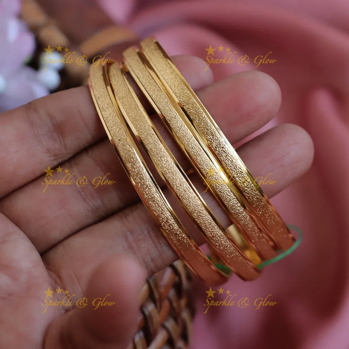 Gold polished Matt finish daily wear bangles two pairs, 2.4 - Sparkle and Glow