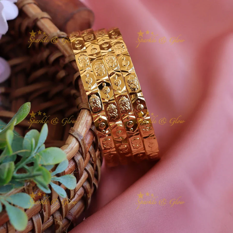 Beautiful Gold polished Flat daily wear bangles two pairs - Sparkle and Glow