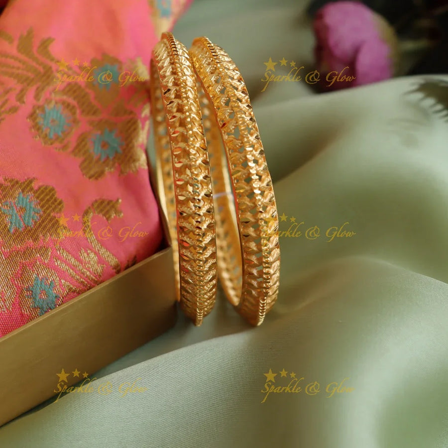 Grand Gold polished bangles a pair, 2.4 - Sparkle and Glow
