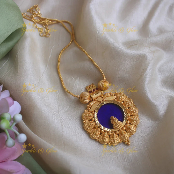 Idol Lakshmi Coin design Kerala style pendant necklace-Red - Sparkle and Glow