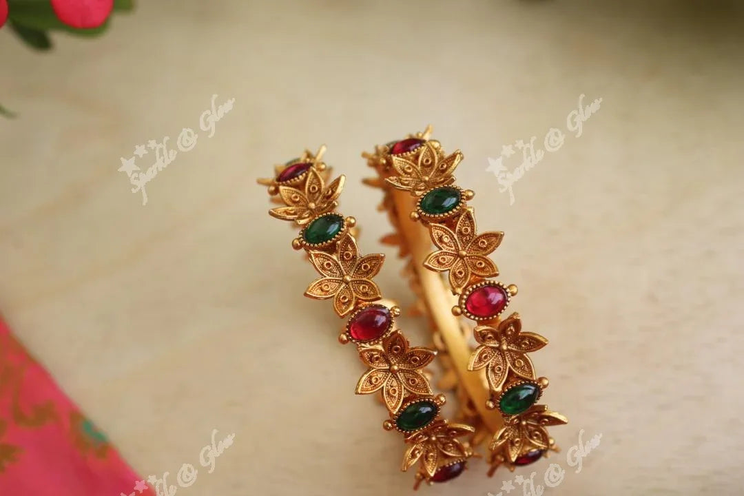 Premium quality matte polished non idol bangles a pair - Sparkle and Glow