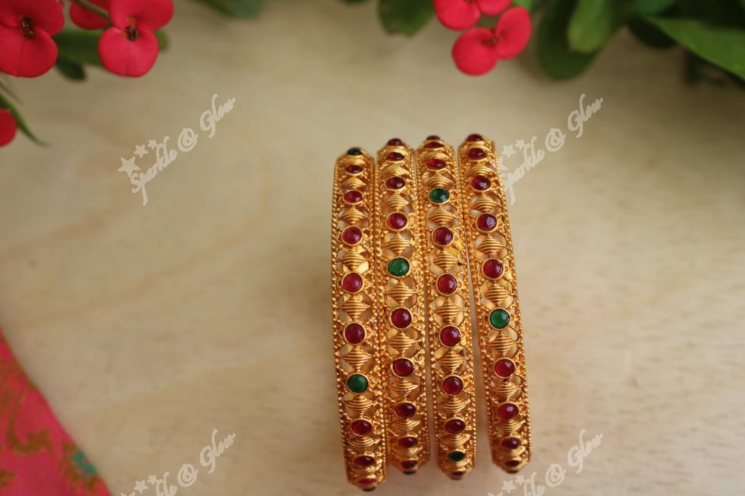Premium quality matte polished non idol bangles set of four -