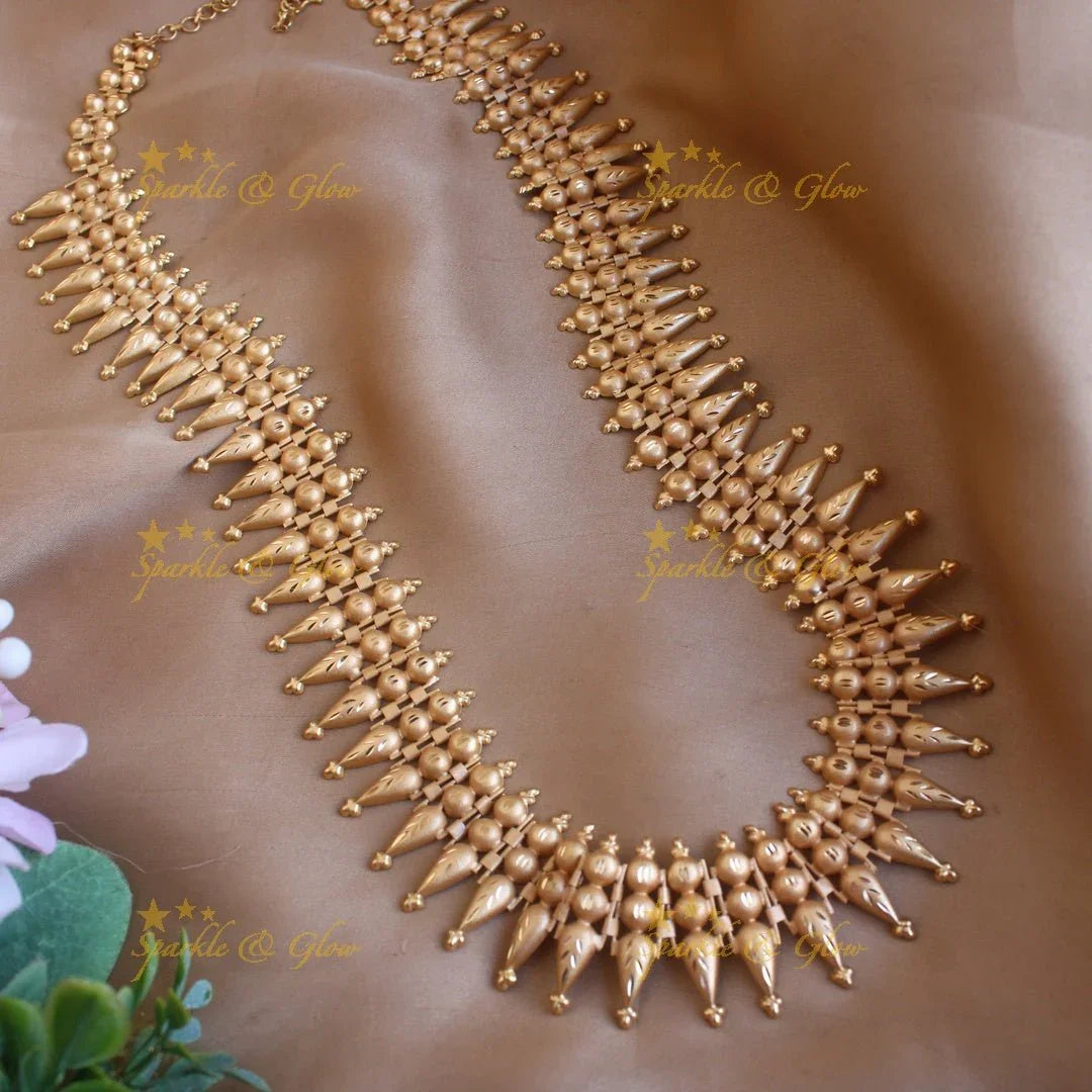 Gorgeous Spike design matt finish kerala style long necklace - Sparkle and Glow