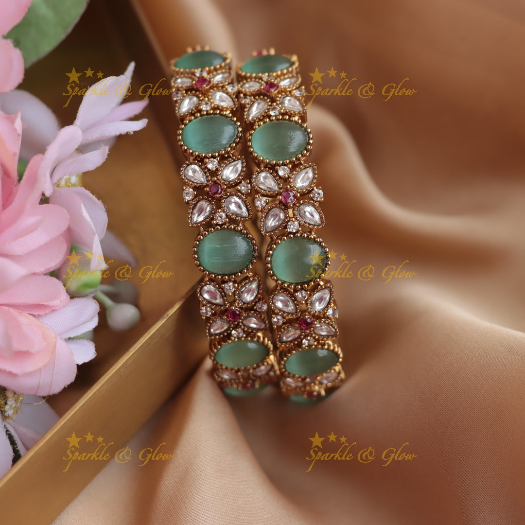 Statement Floral design victorian bangles a pair, 2.4