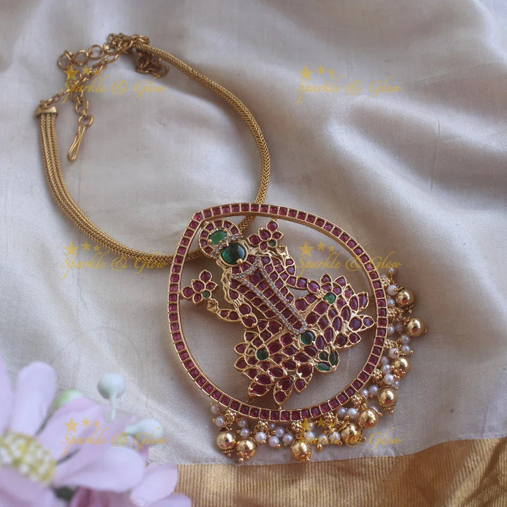 Grand Goddess Mahalakshmi Pendant carved Choker - Sparkle and Glow