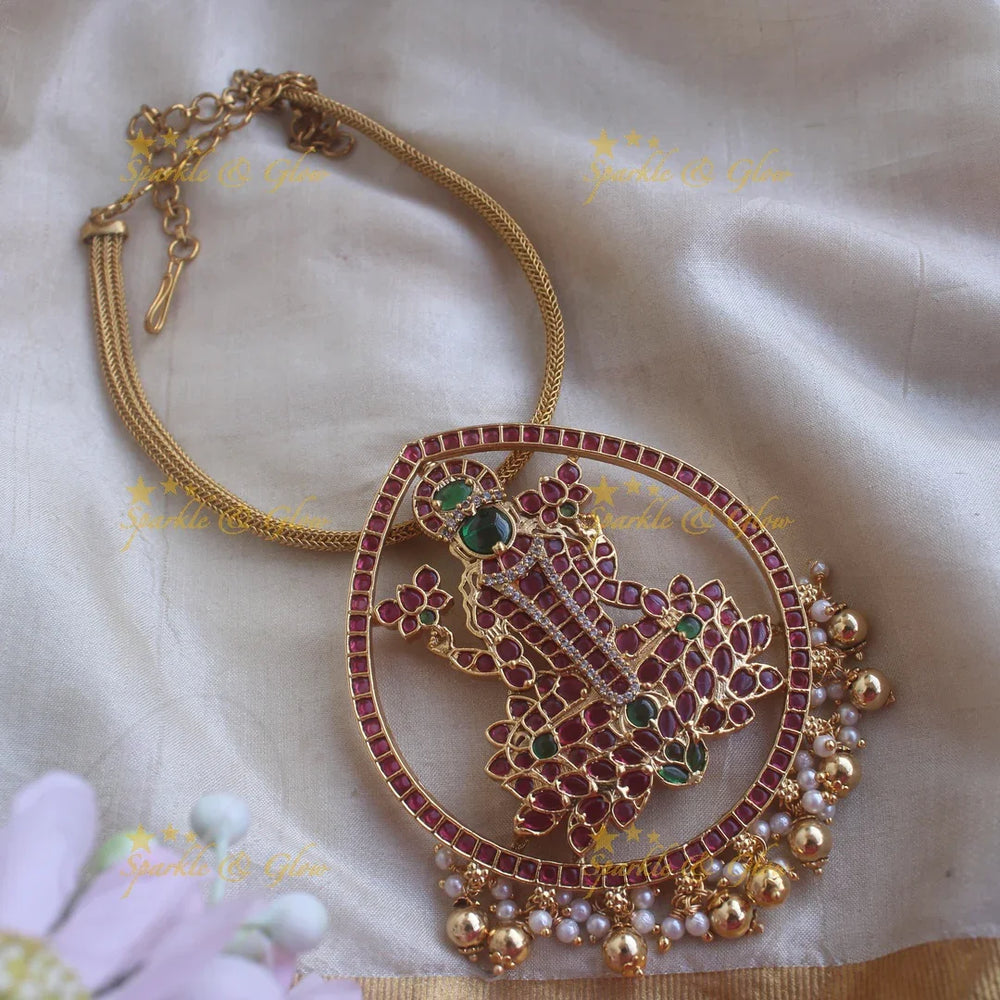 Grand Goddess Mahalakshmi Pendant carved Choker - Sparkle and Glow