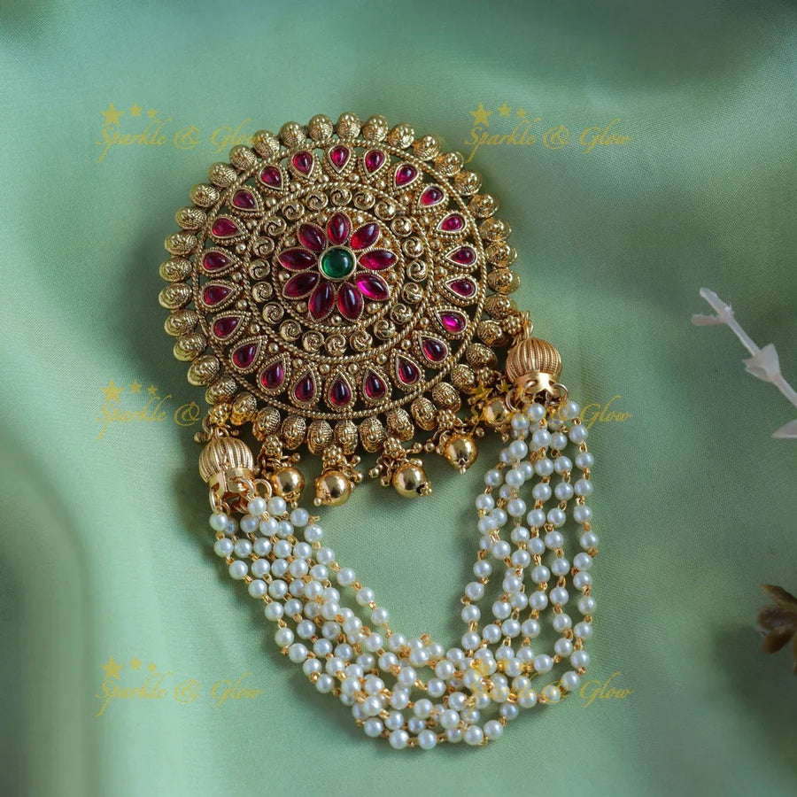 Beautiful Kemp Floral Hairpin with Multilayered pearls - Sparkle and Glow