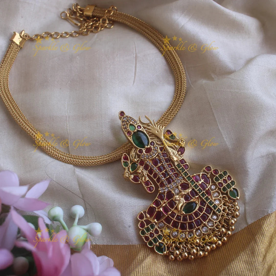 Idol Mahalakshmi Pendant Necklace - Sparkle and Glow