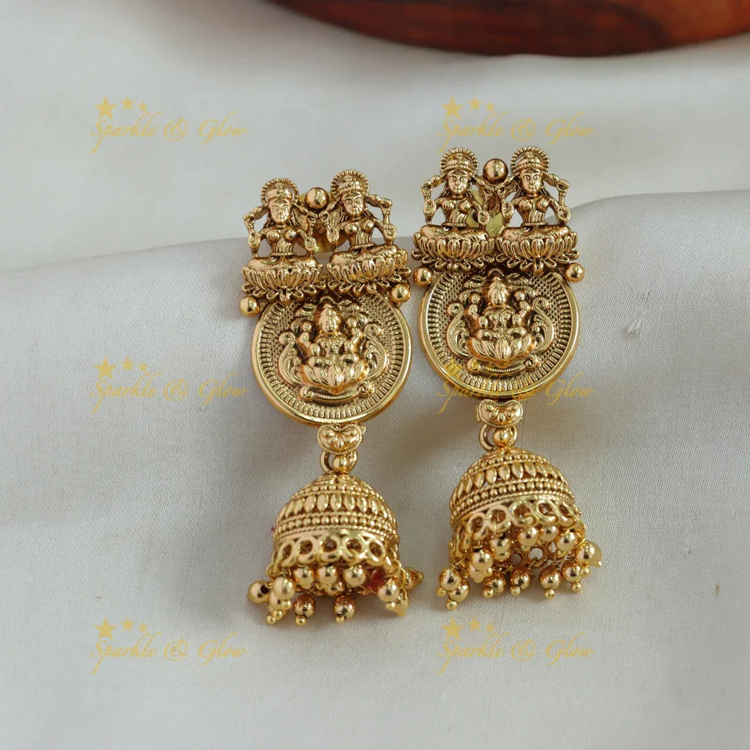 Elegant Gold alike Lakshmi coin short necklace with gold beads - Sparkle and Glow