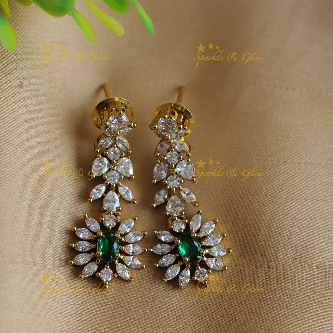 Sparkling Oval stone and floral design AD short necklace - red - Sparkle and Glow