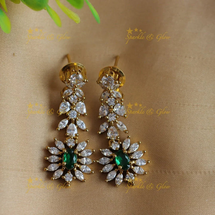 Sparkling Oval stone and floral design AD short necklace - red - Sparkle and Glow