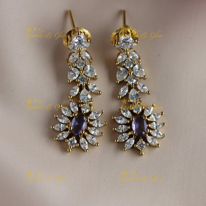 Sparkling Oval stone and floral design AD short necklace - red - Sparkle and Glow