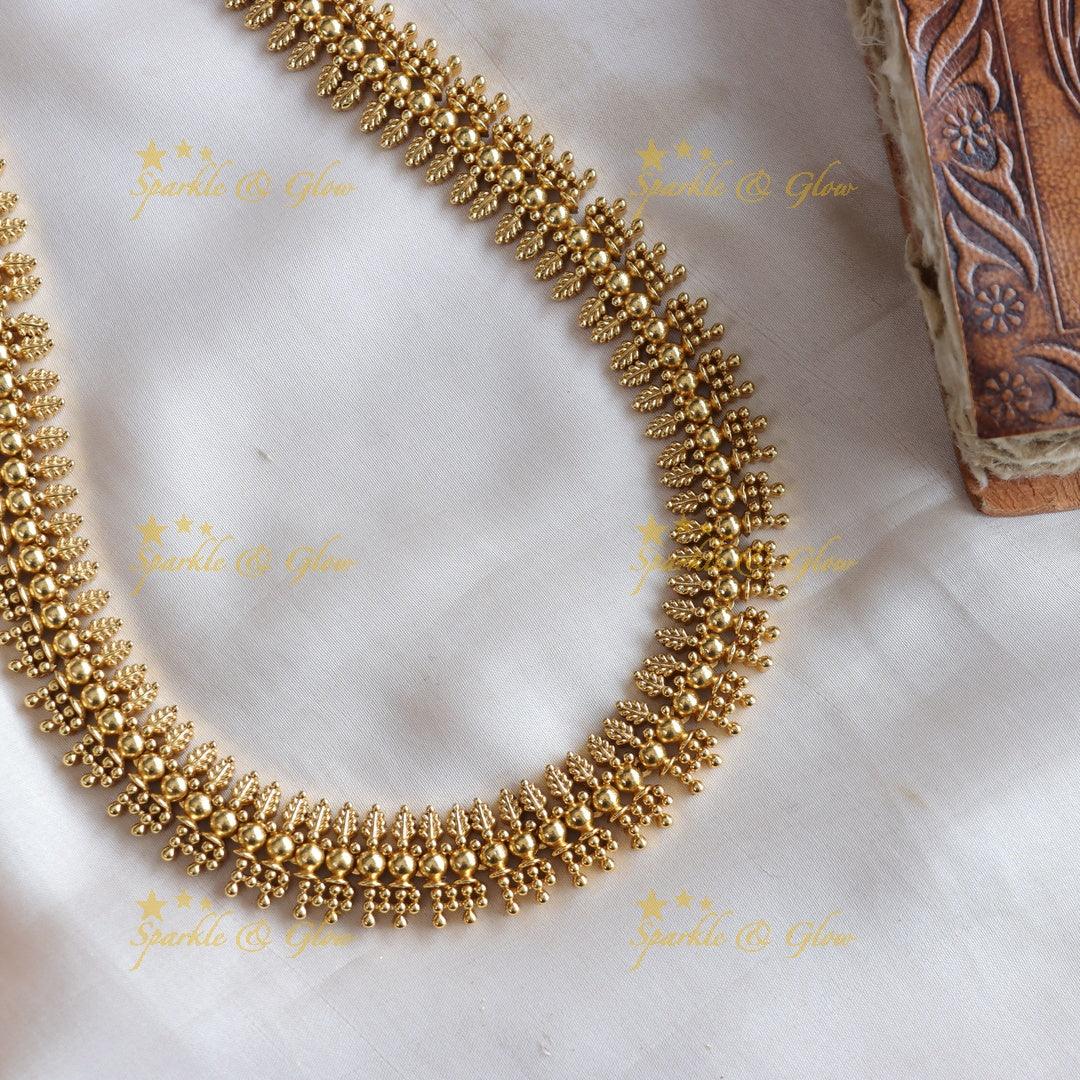 Grand gold alike Leaf design gold beads haram with multi - Sparkle and Glow