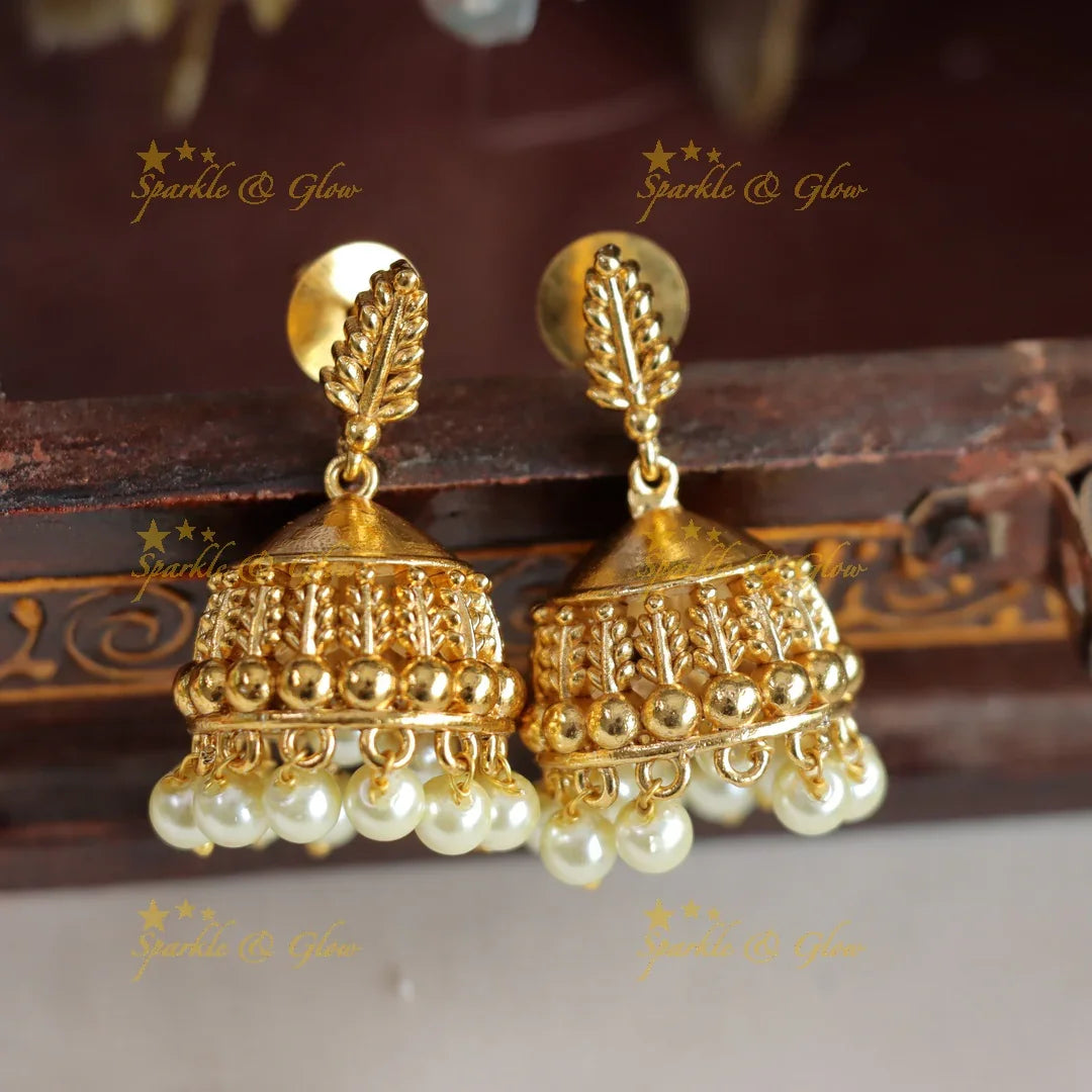 Grand gold alike Leaf design gold beads haram with multi - Sparkle and Glow