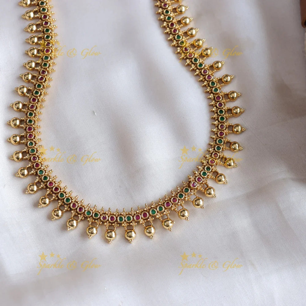 Elegant gold alike gold beads haram with ruby and emerald - Sparkle and Glow