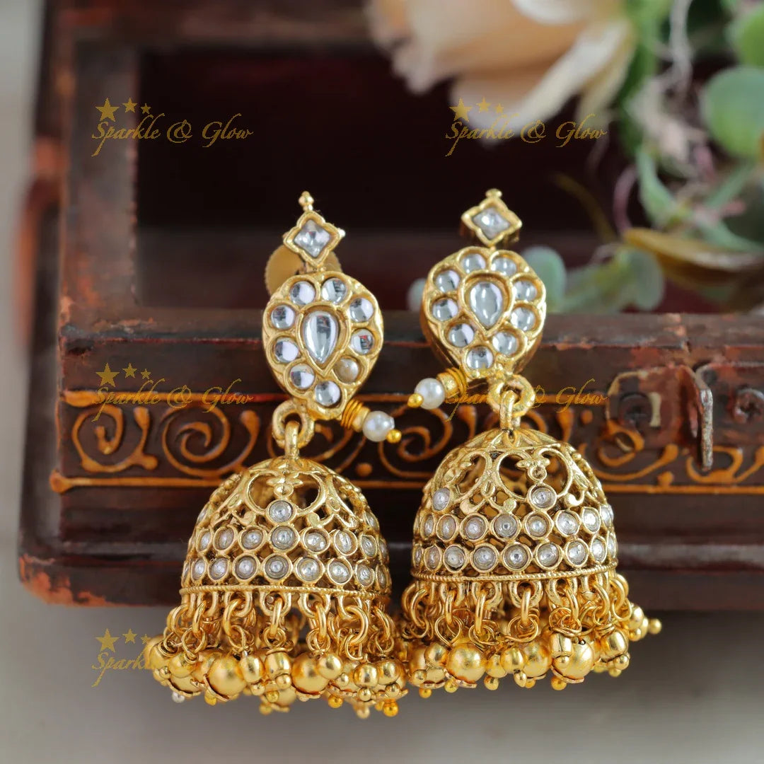 Exclusive Floral mango jadau long necklace with gold beads - Sparkle and Glow