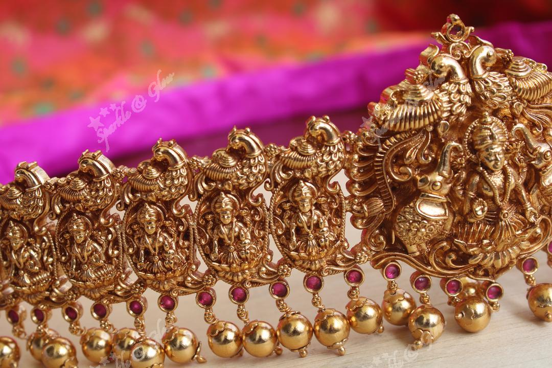 Elegant Intricately carved Lakshmi hipbelt - Sparkle and Glow