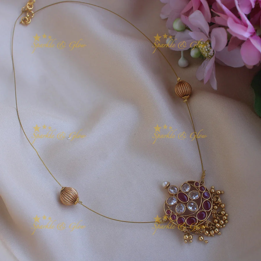 Beautiful half moon Floral design invisible necklace - Sparkle and Glow