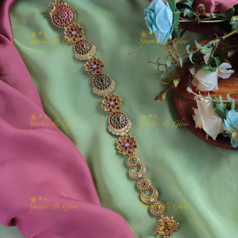 Elegant Dual Tone Peacock Floral Kemp Bridal Jadabilla - Sparkle and Glow