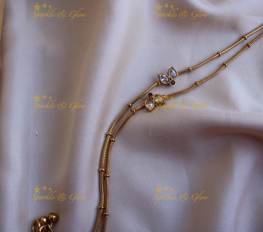 Sparkling Leaf design Anklet-Green - Sparkle and Glow