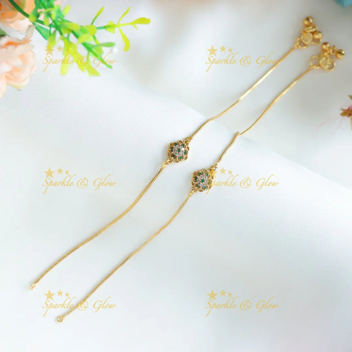 Elegant Floral design Anklet-Green - Sparkle and Glow