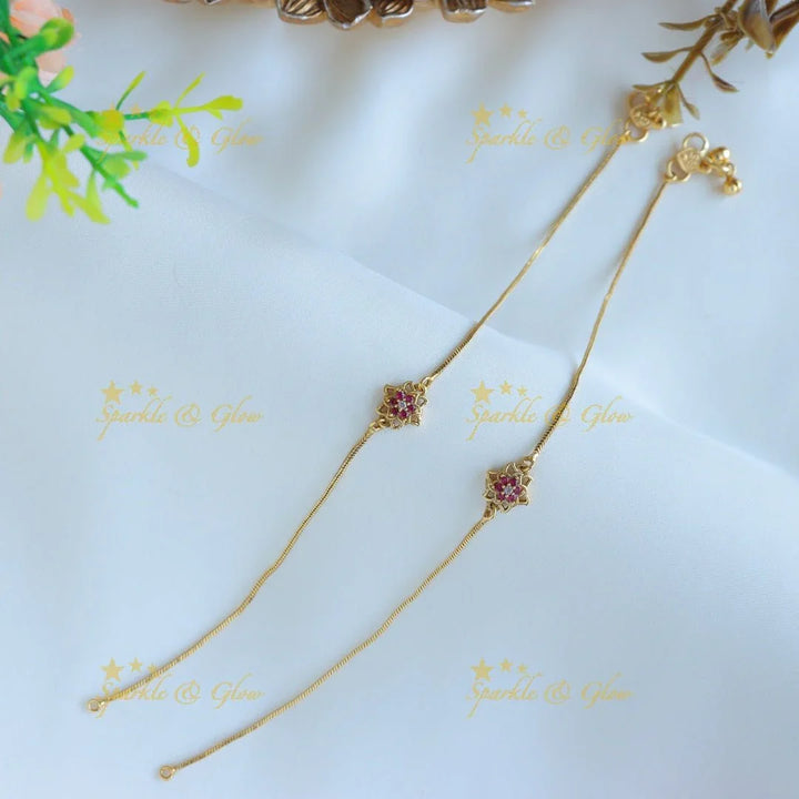 Beautiful Floral design Anklet-Green - Sparkle and Glow