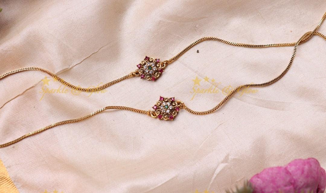 Grand Flower design Anklet-Multi - Sparkle and Glow