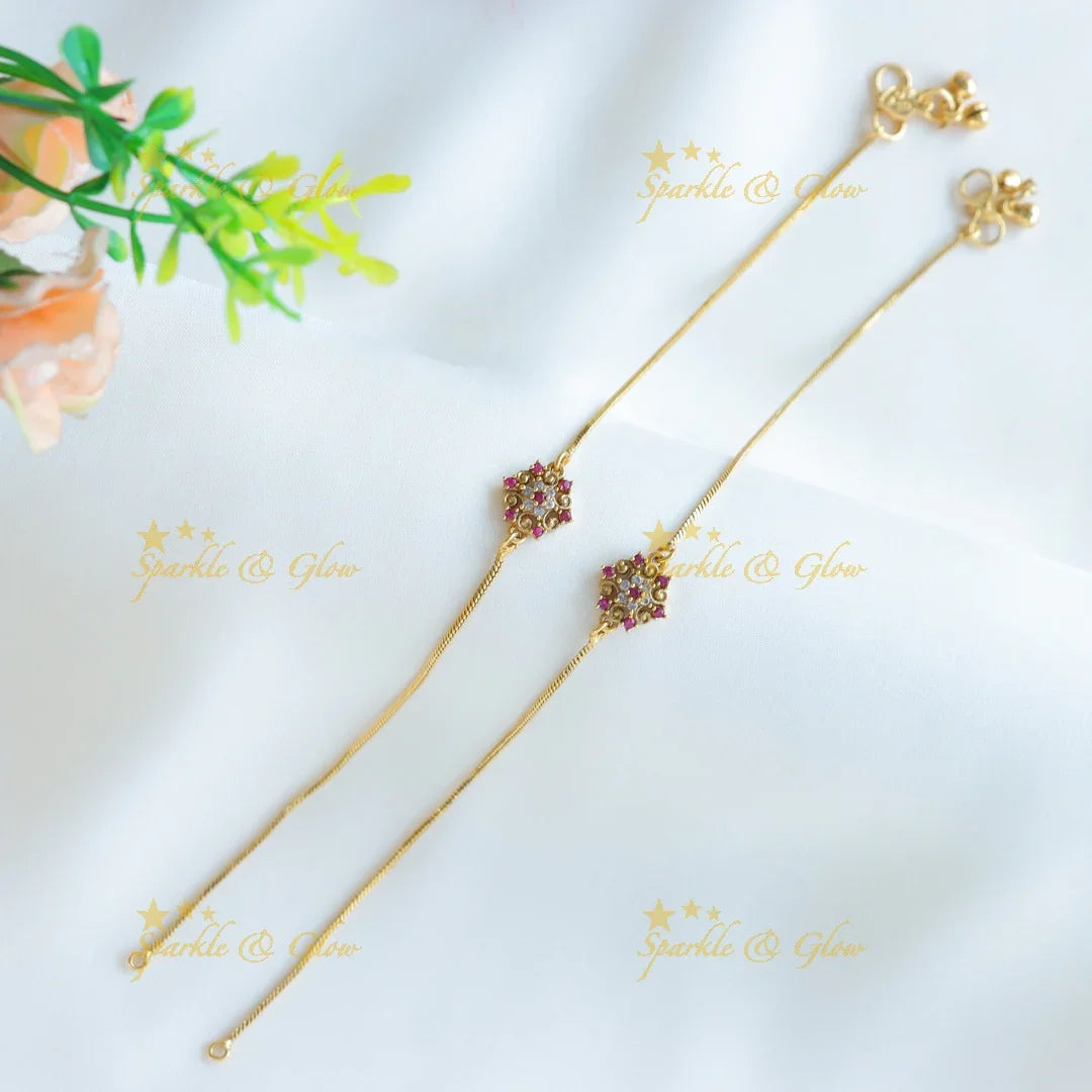 Grand Flower design Anklet-Multi - Sparkle and Glow