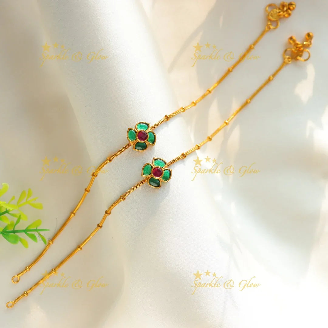 Gracious Kemp floral design Anklet-Ruby - Sparkle and Glow