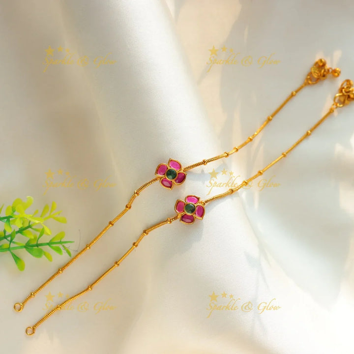 Gracious Kemp floral design Anklet-Ruby - Sparkle and Glow
