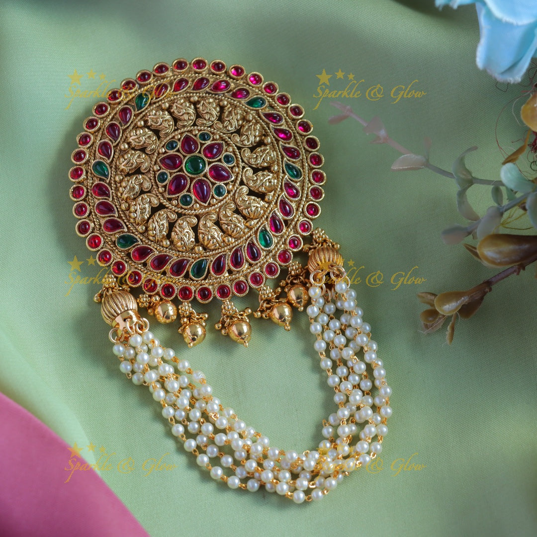 Beautiful Sunfloral Shell and dot design Hairpin with multilayered pearls