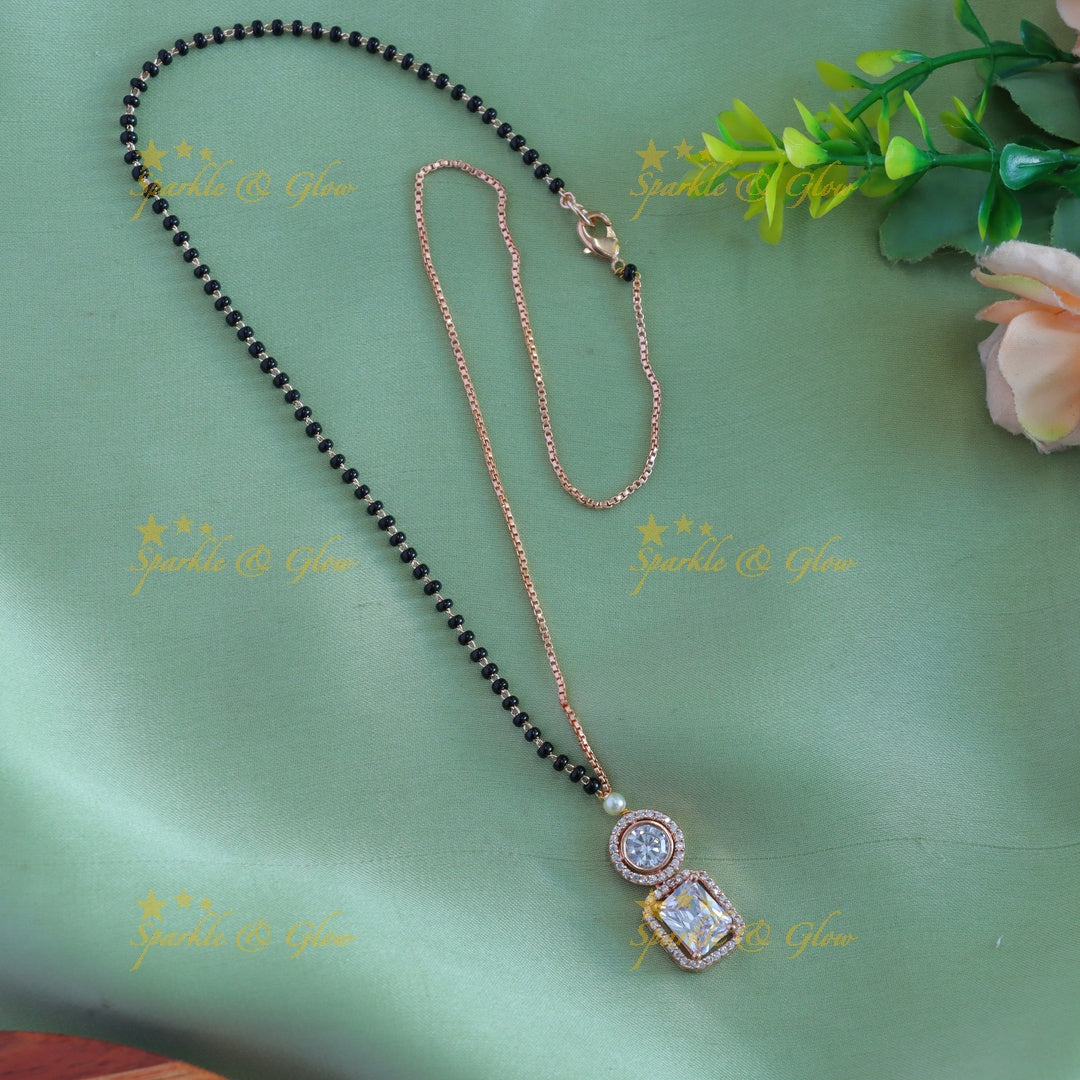 Elegant Unique design black beads chain , mangalsutra with stones