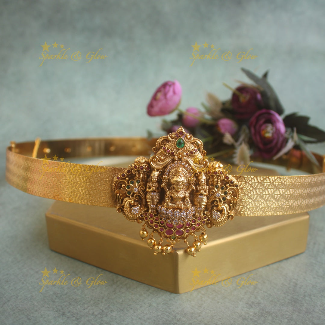 Grand Idol Lakshmi Peacock pendant carved plain Hipbelt