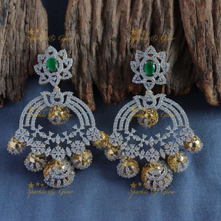 Grand Mango Floral design GJ polish semi bridal set with tikka-Green - Sparkle and Glow