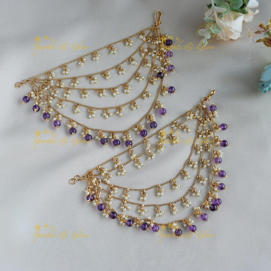 Elegant Five Layered gold alike Earchain-Purple - Sparkle and Glow
