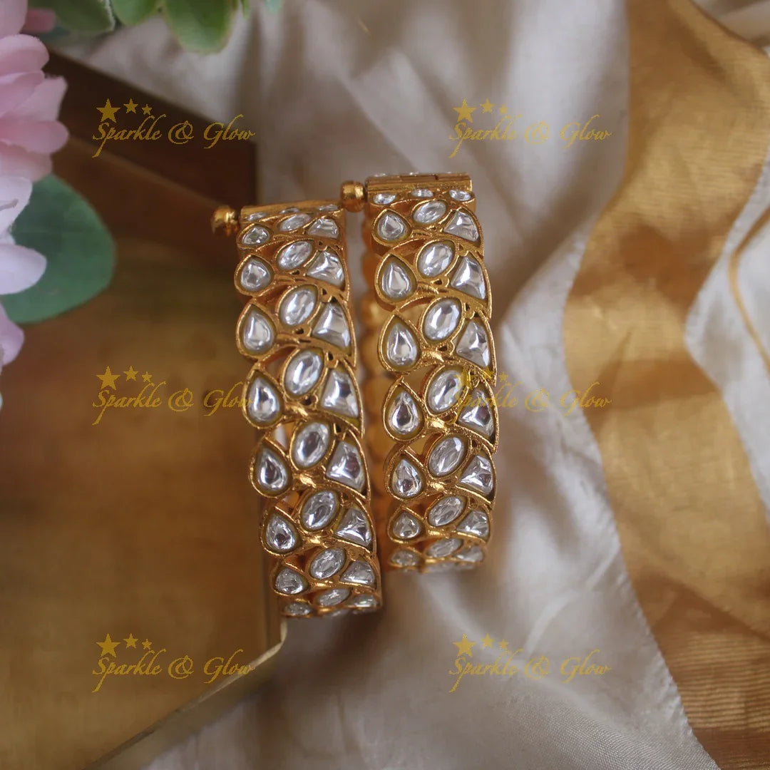 Beautiful Kundan stone bangles a pair - Sparkle and Glow