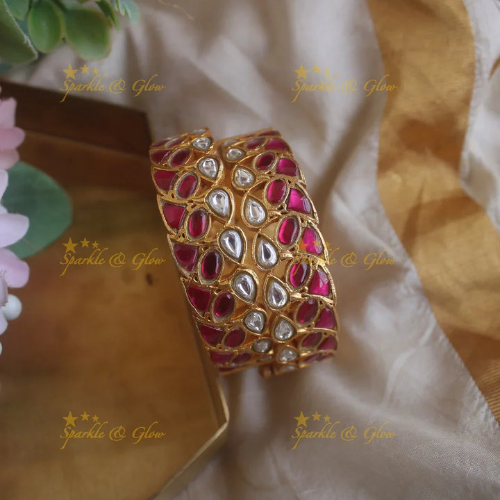 Beautiful Kundan stone bangles a pair - Sparkle and Glow