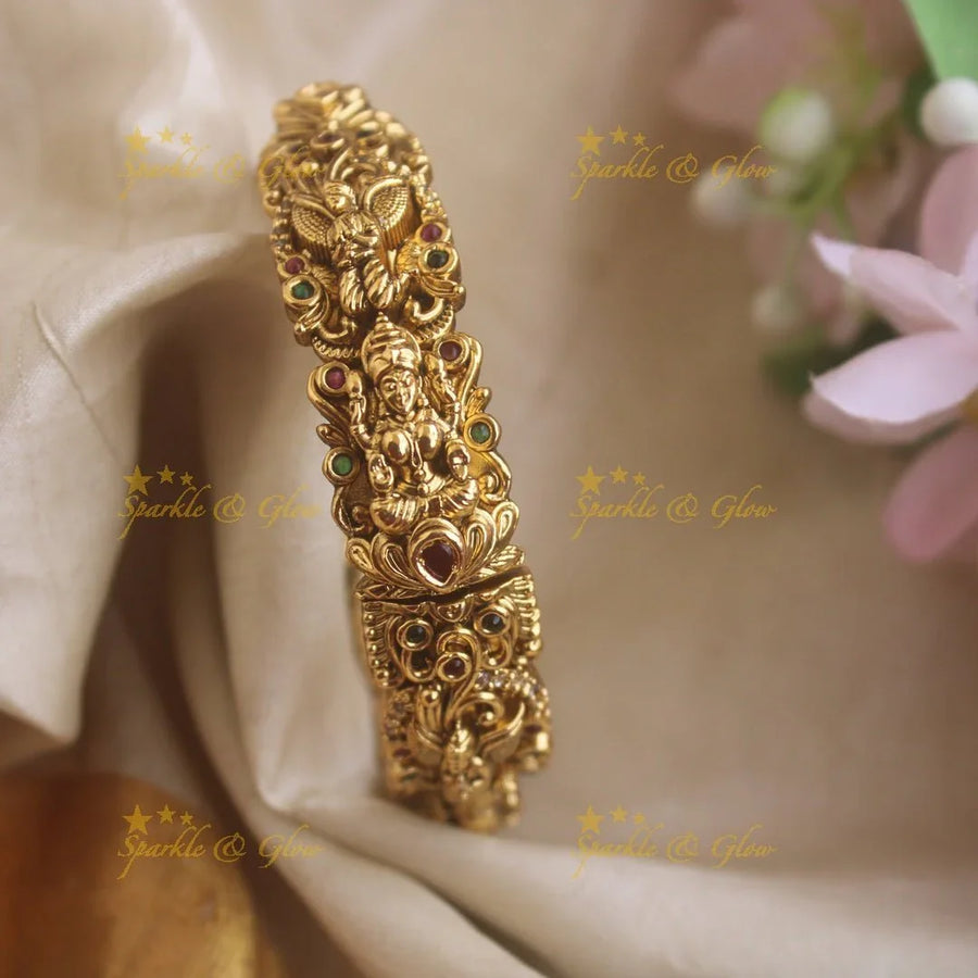 Beautiful Lakshmi Lotus floral Kada Bangle - Sparkle and Glow