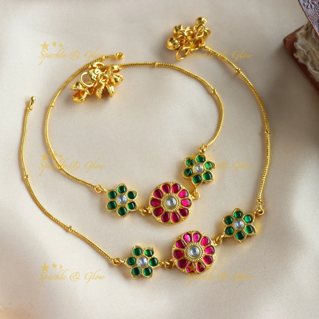 Gracious Jadau Floral anklet - Sparkle and Glow