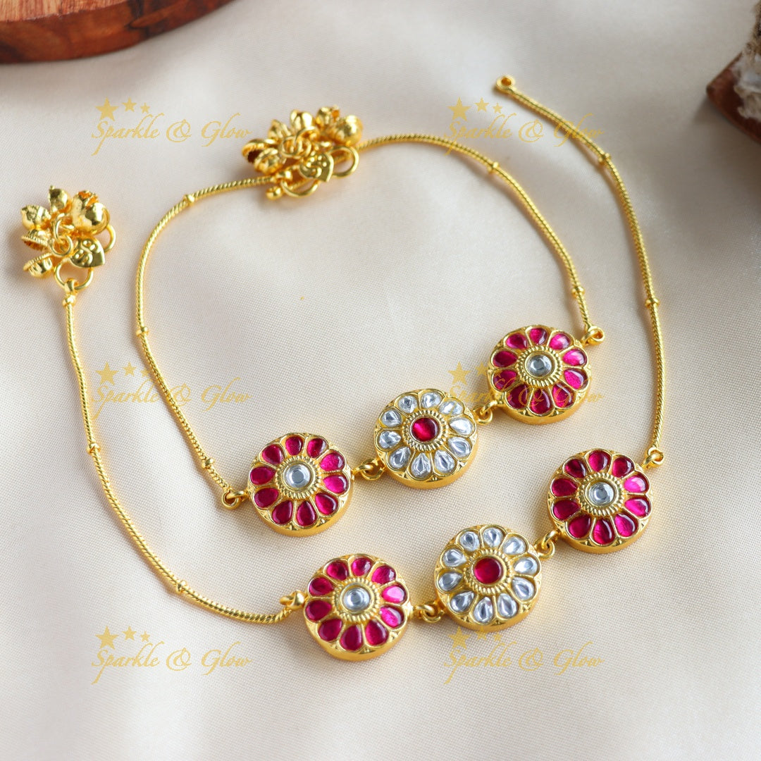 Elegant Floral design Jadau anklet