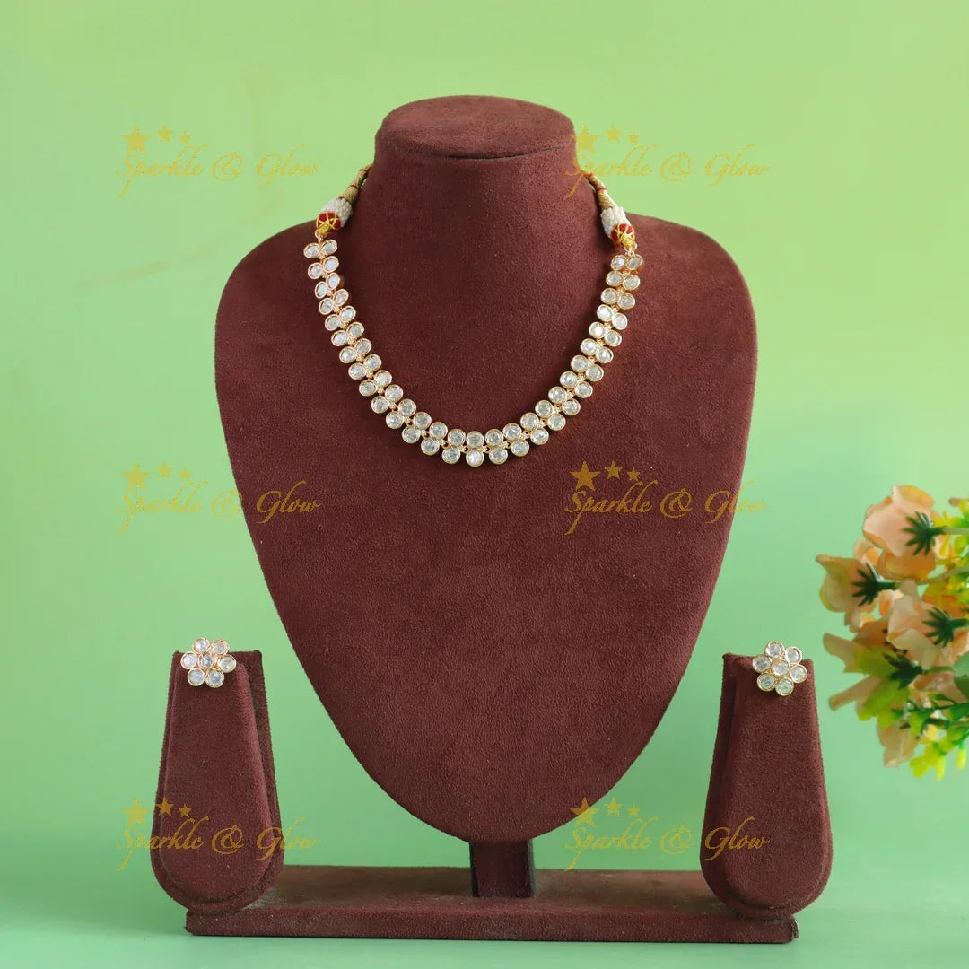 Gracious Dot design Victorian AD floral Short necklace - Sparkle and Glow