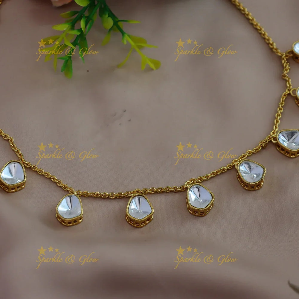 Beautiful Victorian AD Kundan waterdrop short necklace - Sparkle and Glow