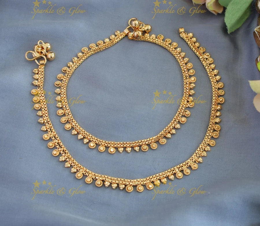 Elegant bindi design gold alike Anklet - Sparkle and Glow
